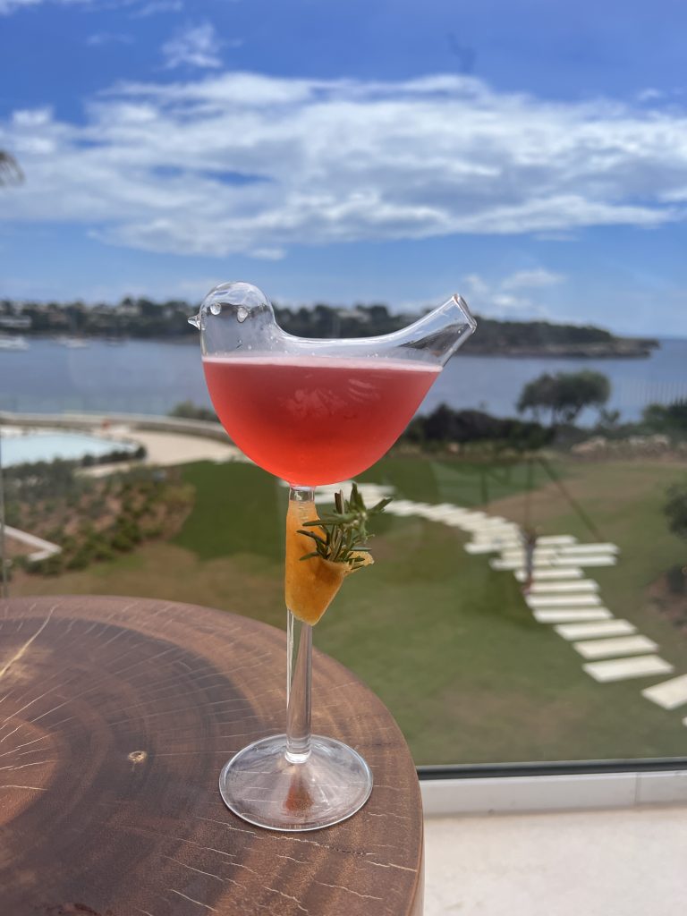 Negroni Cocktail in a bird shaped glass